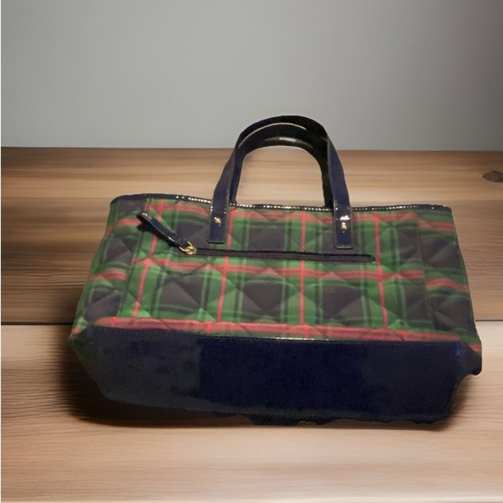 Tommy Hilfiger Blue and Green Plaid Tote - Picture 6 of 9